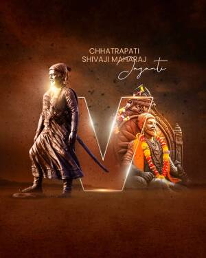 Digital art depicting Chhatrapati Shivaji Maharaj for Jayanti celebrations