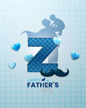 Father's Day greeting card with a letter Z design featuring a father and child silhouette.