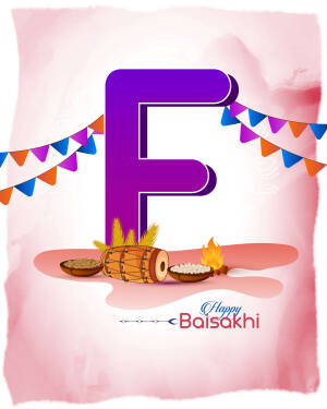 Letter F with Baisakhi decorations