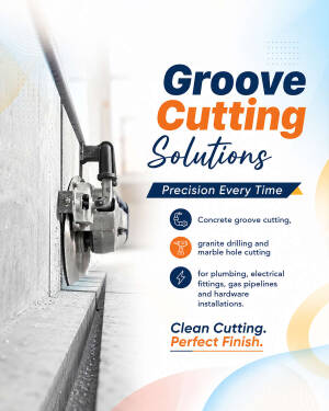 A powerful industrial tool performing precise groove cutting on a concrete wall for construction services