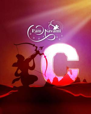 Ram Navami festival greeting with Lord Rama and an arrow
