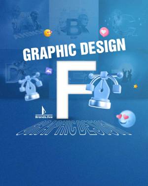 Graphic design illustration with letter F and creative elements