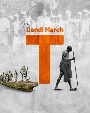Image depicting Mahatma Gandhi leading the Dandi March