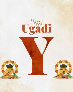 Ugadi festival greeting with traditional decorations