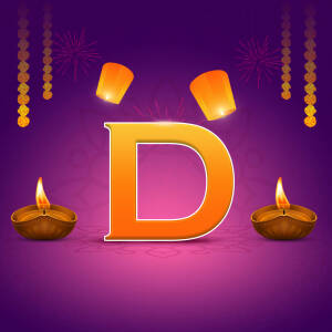 Letter D with Diwali decorations