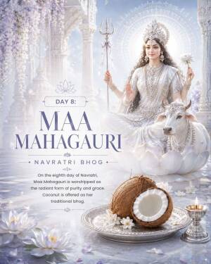 Day 8 Maa Mahagauri Navratri Bhog Banner For X