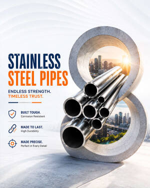 Stainless steel pipes showcasing industrial strength and durability