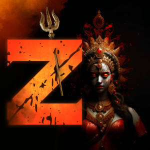 Digital art featuring Goddess Durga with the letter Z