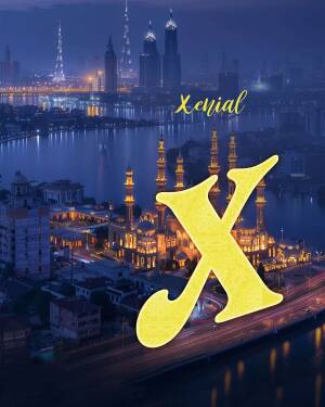 Xenial logo over a nighttime view of Dubai with a mosque in the foreground