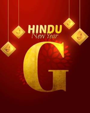 Hindu New Year festive background with golden elements and text