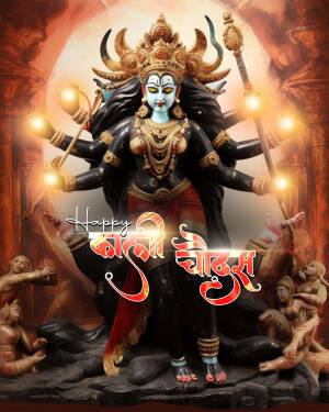 Image of Goddess Kali with text 'Happy Kali Chaudas'