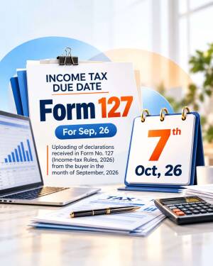 Calendar showing income tax due date for Form 127 on October 7th