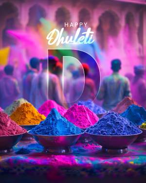 Colorful Dhulandi festival with vibrant powder and people celebrating
