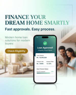 Smartphone displaying a loan approved notification for a home mortgage application