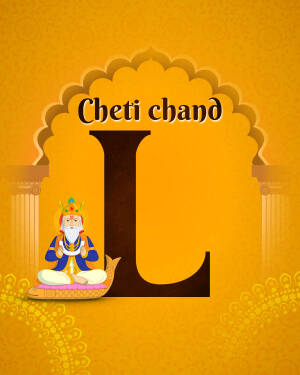 Image depicting Cheti Chand festival with the letter 'L' and a depiction of Jhulelal