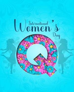 International Women's Day graphic with floral design and silhouettes