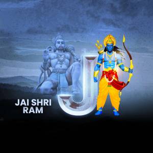 Lord Rama with Hanuman and the text 'Jai Shri Ram'