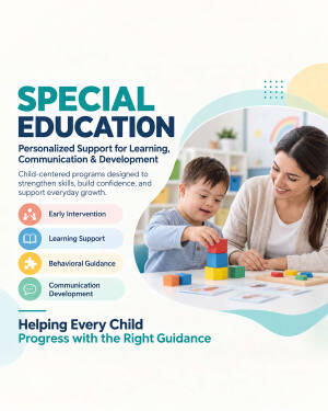 A woman helping a young child with building blocks during a special education session.