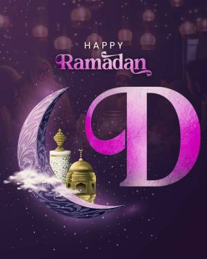 Ramadan Kareem greeting with crescent moon and mosque