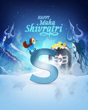 Illustration of Lord Shiva elements with the letter 'S' for Maha Shivratri