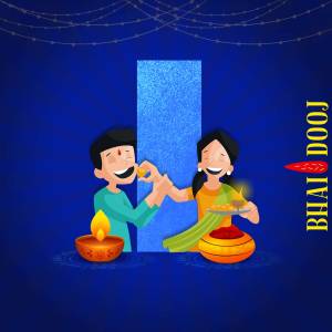 Illustration of a brother and sister celebrating Bhai Dooj