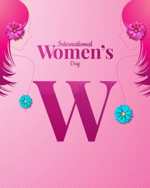 International Women's Day graphic with silhouettes and floral elements