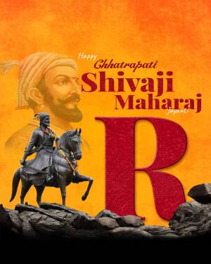 Image depicting Chhatrapati Shivaji Maharaj on horseback with text celebrating his Jayanti.