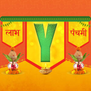 Yantra with traditional puja items and decorations