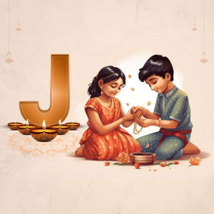 A brother tying a rakhi on his sister's wrist during Raksha Bandhan
