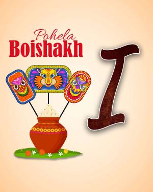Pohela Boishakh festive illustration with traditional masks and sweets