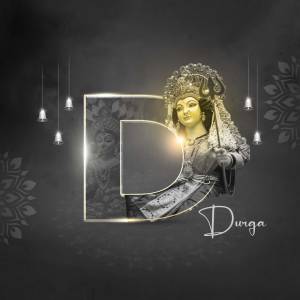 Image of Goddess Durga integrated with the letter 'D' in a stylized design.