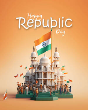 Republic Day of India with Taj Mahal and Flag