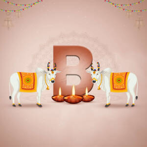 Makar Sankranti celebration with cows and the letter B
