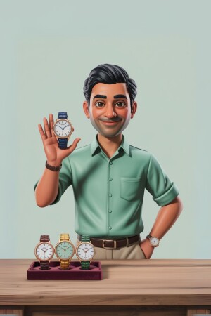 Watch Salesman Illustration Poster For Instagram
