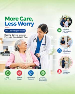 A healthcare professional assisting an elderly person in a wheelchair, illustrating senior concierge services.