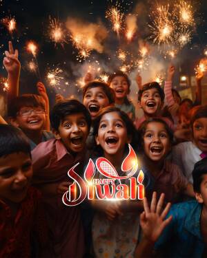 Happy Diwali Celebration With Children Status Post For WhatsApp