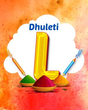 Letter L with Holi colors and celebratory elements