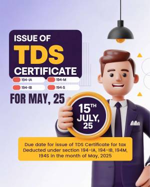 Illustration of a man holding a calendar with a TDS certificate reminder.