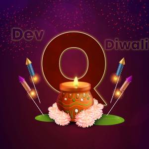 Diwali themed graphic with the letter Q and festive elements