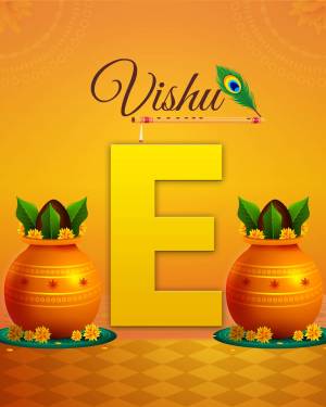 Vishu festival greeting with traditional elements