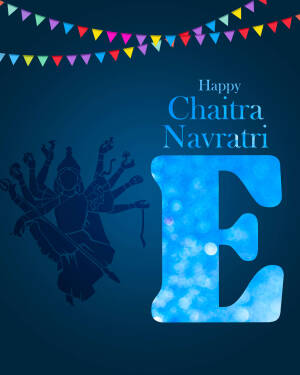 Chaitra Navratri greeting with Goddess Durga silhouette and festive decorations