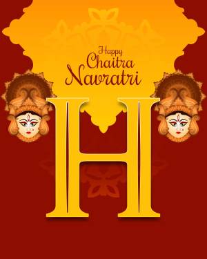 Chaitra Navratri festive greeting with Goddess Durga and the letter 'H'