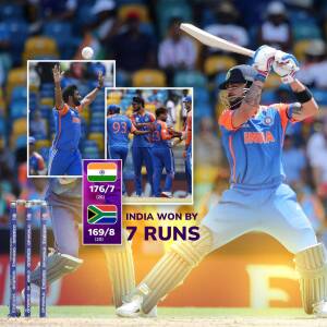 Virat Kohli celebrating a victory in a cricket match against South Africa