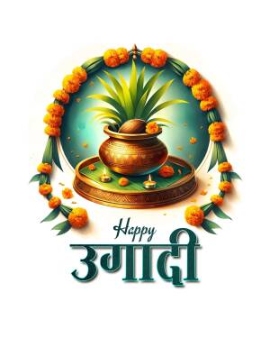 Ugadi festival decoration with pineapple, pot, and marigold flowers