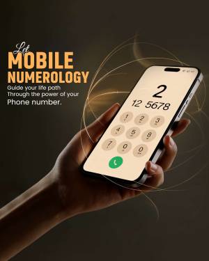 A hand holding a smartphone displaying a numerology reading based on a phone number.