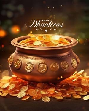 Happy Dhanteras - Golden Prosperity Creative Design For Facebook