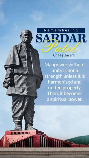 Remembering Sardar Patel - Jayanti Social Media Post For Pinterest