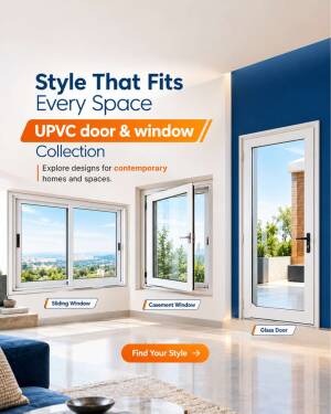 Various styles of UPVC windows and doors in a contemporary home interior