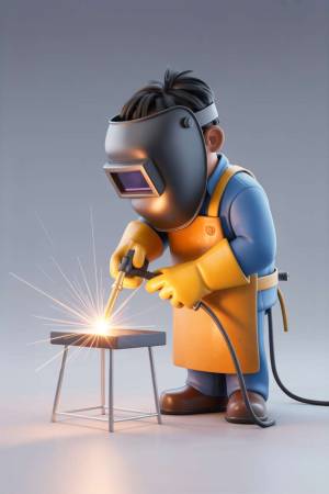 Cartoon Welder At Work Branding Post For LinkedIn