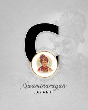 Swaminarayan Jayanti image with portrait and decorative elements